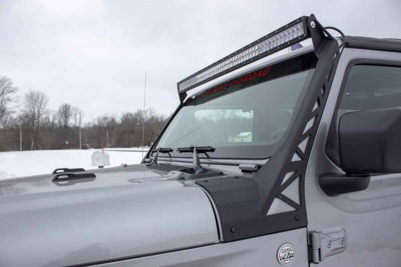 Jeep JT Gladiator Light Mounting Brackets - Windshield - Fishbone Offroad - Black Textured Powder Coat - `20-`27